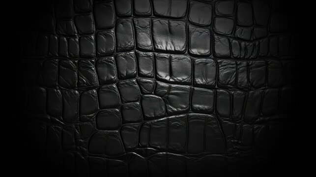 Black crocodile leather texture background with a luxurious pattern