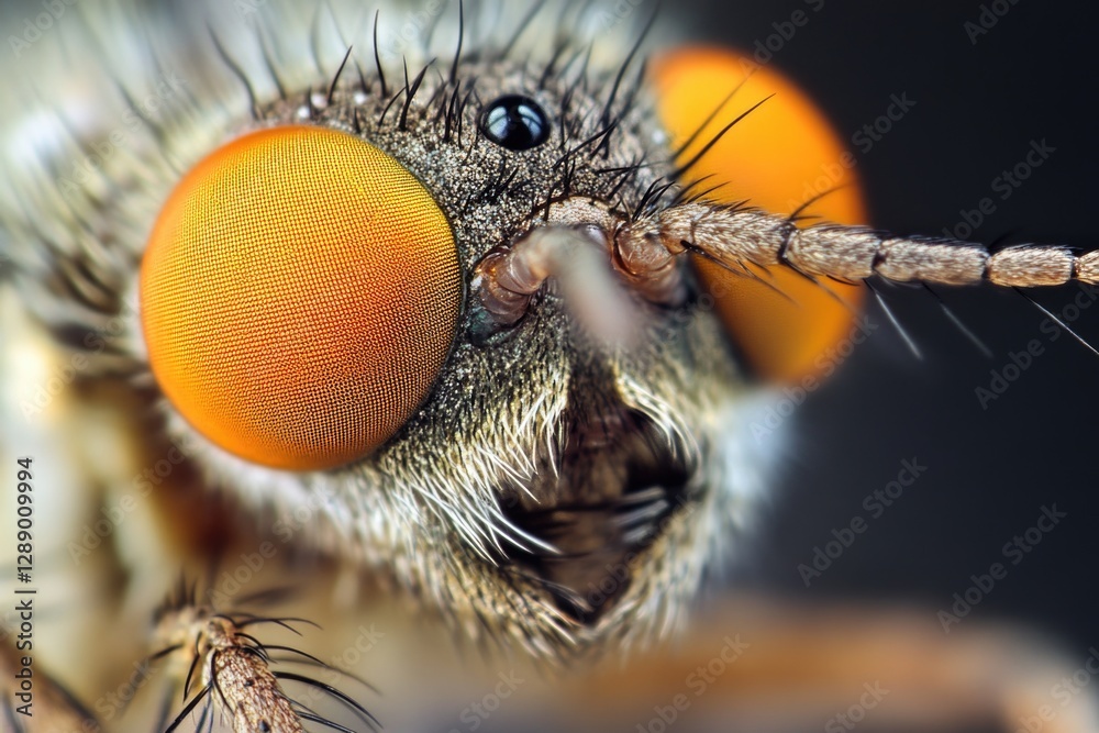 Poster a detailed view of a bug's facial features, including a distinctive long nose