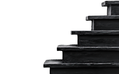 Black stairs on transparent or white background,png