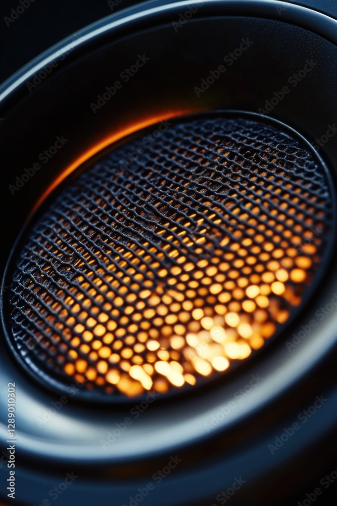 Poster a close-up shot of a speaker with a light shining on, suitable for presentations and public speaking