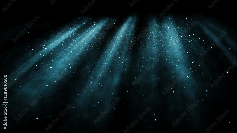 Poster Ethereal dust particles falling in subtle light for atmospheric background design