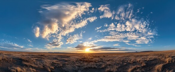 Sunset panorama over a dry landscape