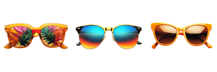 Set of Fashionable Large Square Sunglasses for Women, 2024 UV Protection, Designed for Round Faces on transparent png background. Ai generated