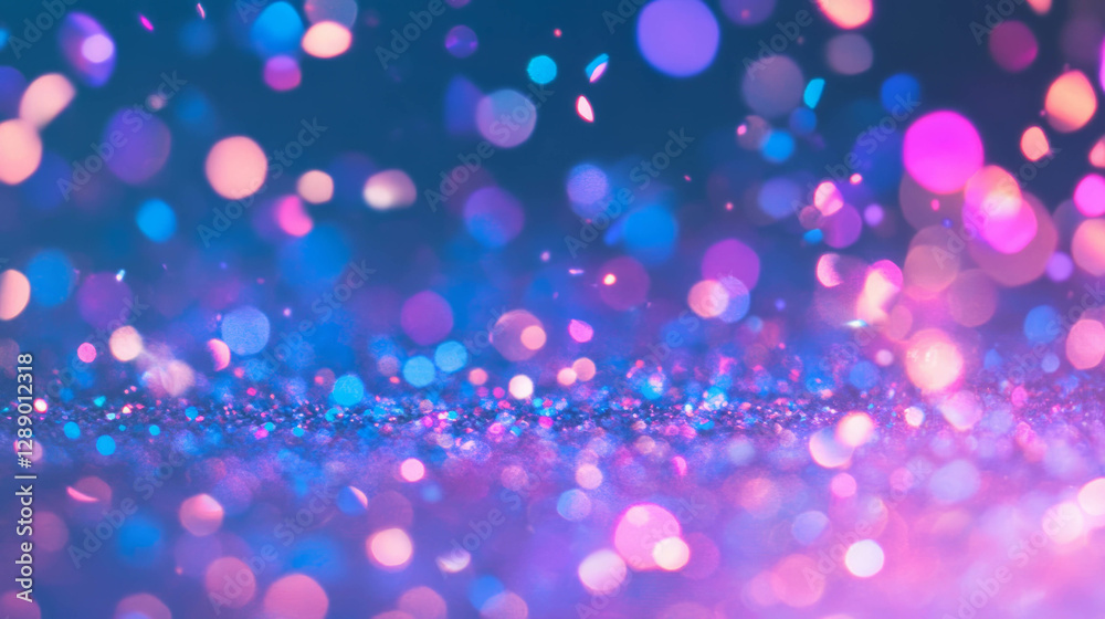 Poster vibrant abstract background with falling glitter and bokeh effects for creative designs