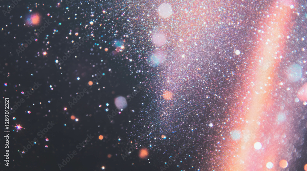 Poster shimmering glitter background with dynamic light effects for festive designs