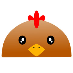 cute chiken vector design, drawing cartoon chiken face, drawing cow face easy and simple full color for kids. Chiken face clip art 