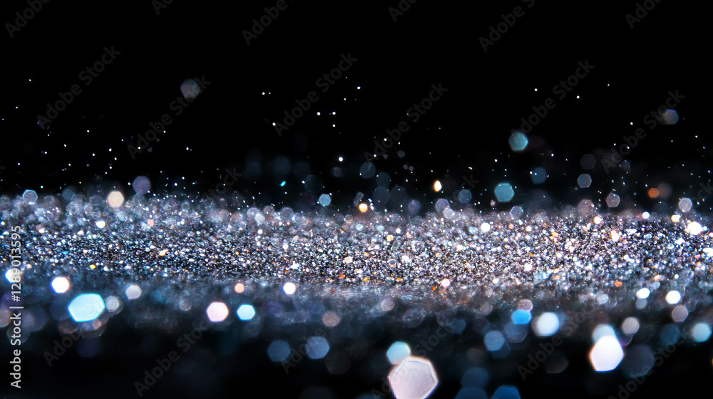 Poster Sparkling glitter in varied sizes creating a magical shimmering background