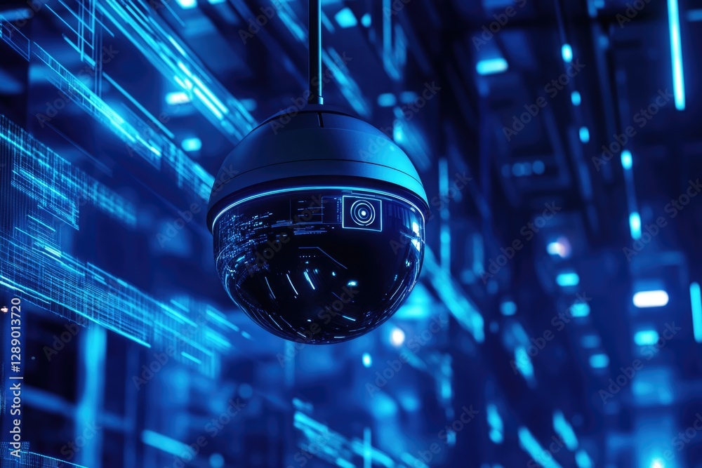 Poster Security camera installed on a building ceiling