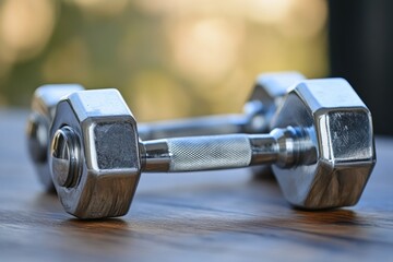Two metal drums placed on top of a wooden table, ready for use or decoration