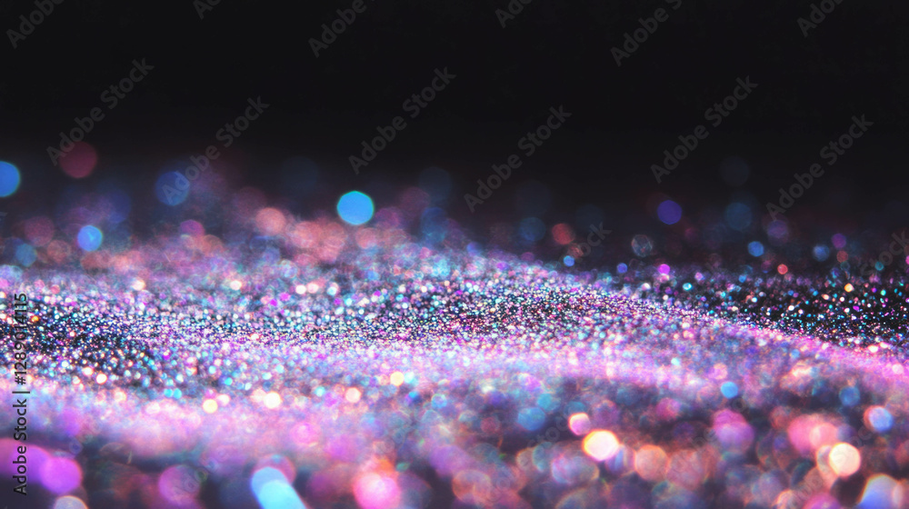 Poster holographic glitter falling background with shimmering light effects