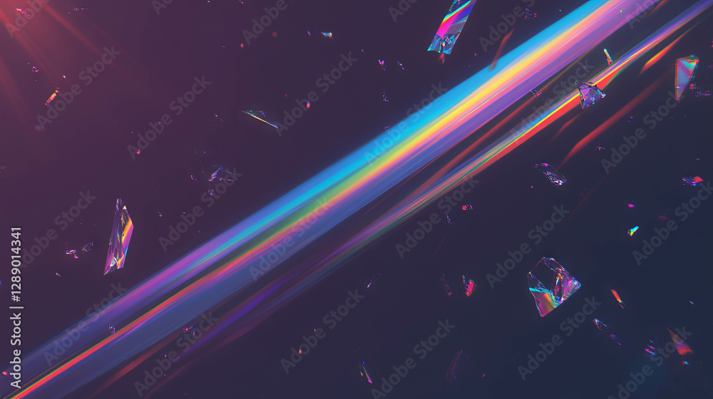 Aufkleber abstract holographic shards with rainbow light effects for modern design