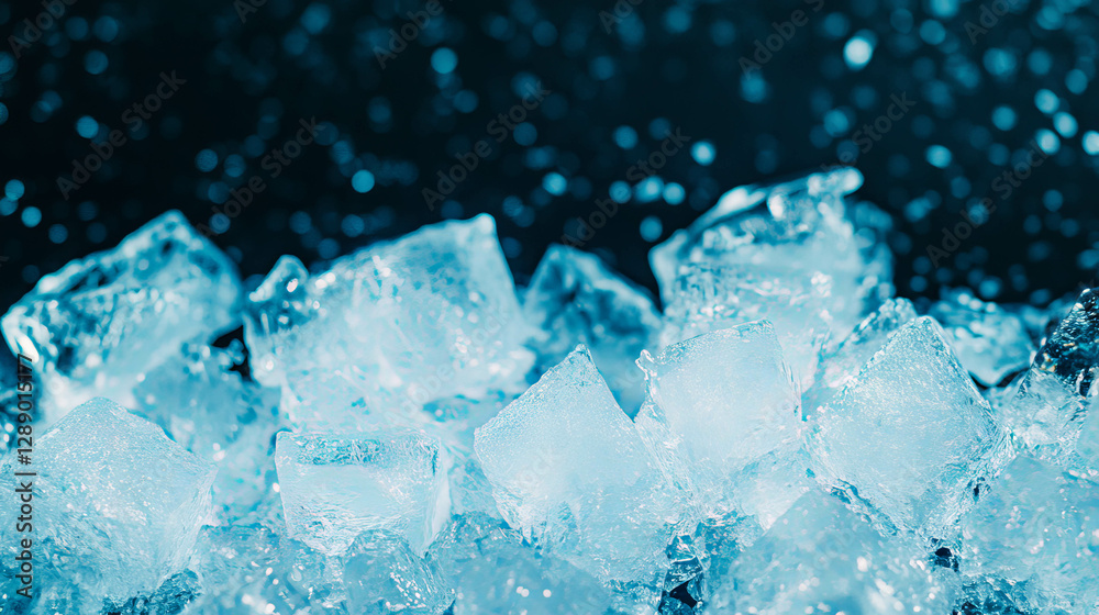 Poster Dynamic background of falling ice shards with sharp edges and cool tones