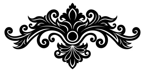 Elegant Baroque Ornaments Silhouette Vector Illustration Isolated on Transparent Background