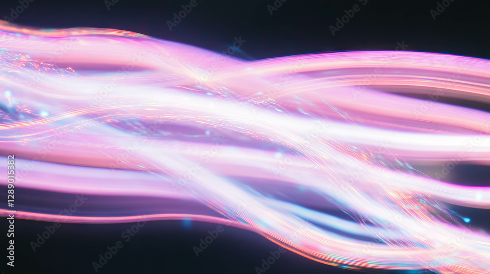 Poster Dynamic abstract background of flowing neon lines for modern digital design