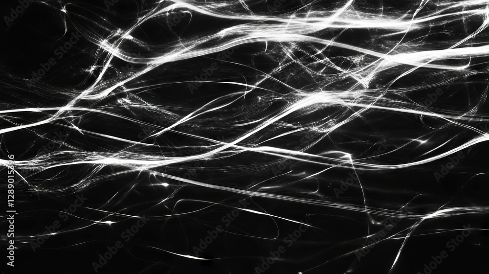 Poster Abstract interconnected light lines on dark background for modern design