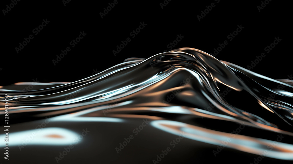 Aufkleber abstract flowing liquid metal drops on smooth surface background for modern design