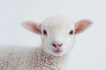 Fototapeta premium Close-up of a sheep's face against a clean white background