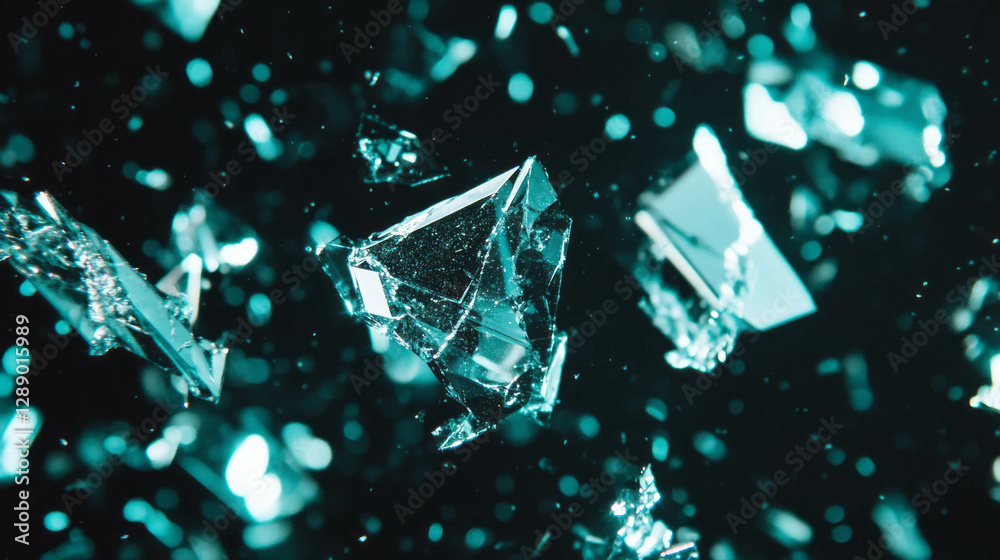 Poster enchanting abstract celebration with falling metallic flakes and sparkling glimmers