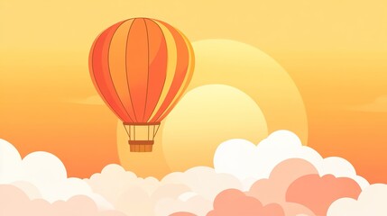 Fototapeta premium Hot air balloon floats above sunset clouds