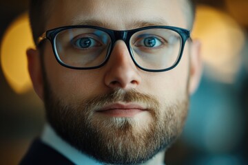 A close-up shot of a man wearing glasses, suitable for use in portraits or educational settings