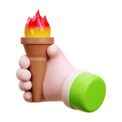 Hand Holding Torch 3d Illustration