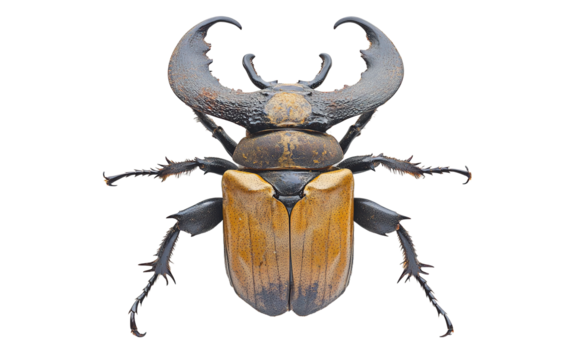 Big horned beetle on transparent or white background,png