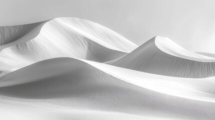 Serene White Sand Dunes Under Soft Light with Graceful Curves and Delicate Textures Captured in a Minimalist Style