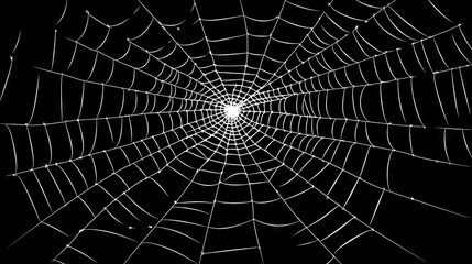 Obraz premium A cyber background animation showcasing a retro minimalistic Halloween design element: a 3D render of a glowing neon white spider's web trap