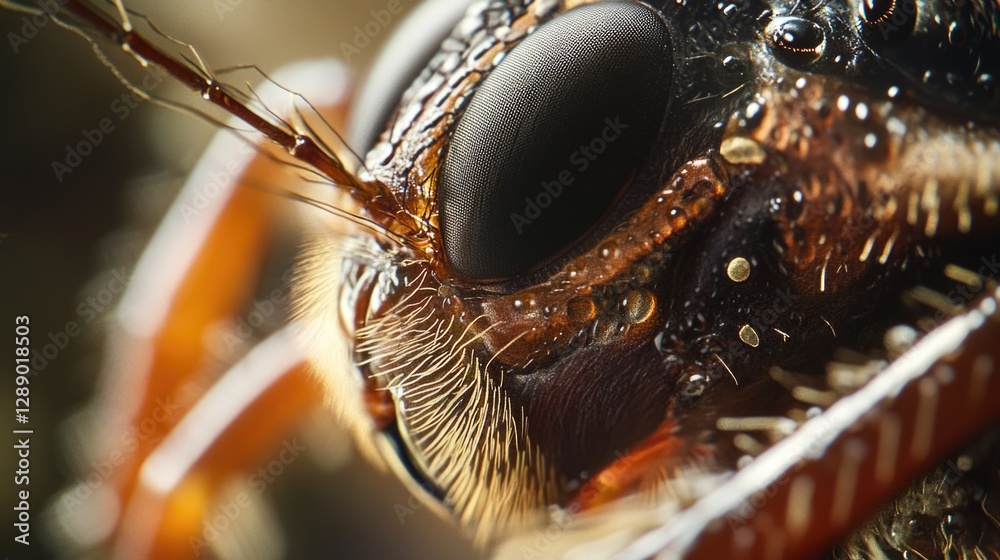 Poster A macro shot of a bug's face with intricate details, suitable for use in scientific or educational contexts