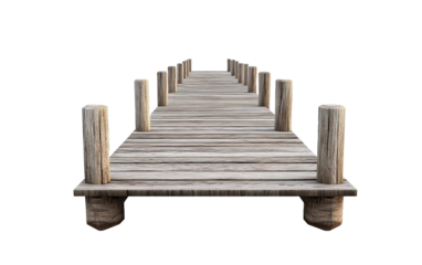 Beautiful wooden pier on transparent or white background,png