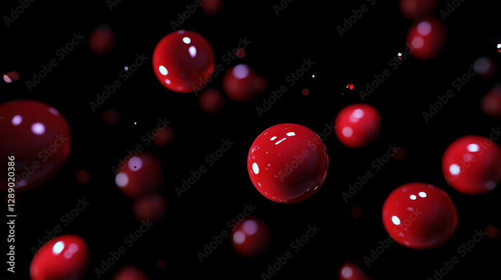 Aufkleber Dynamic display of falling red cranberries in motion