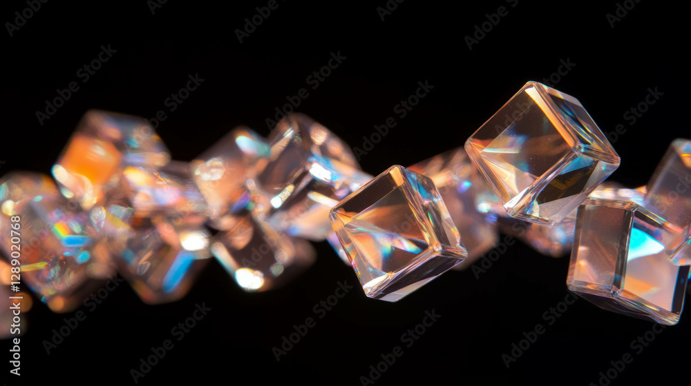 Aufkleber Dynamic abstract background with rotating glass cubes and subtle light effects for modern design