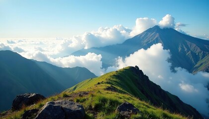 Vue au dessus des nuages depuis le sommet de la cime, wilderness, mountain, Hawaii