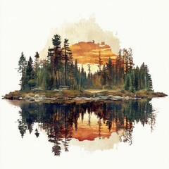 Golden sunset reflection serene lake nature tranquil landscape aesthetic view peaceful concept