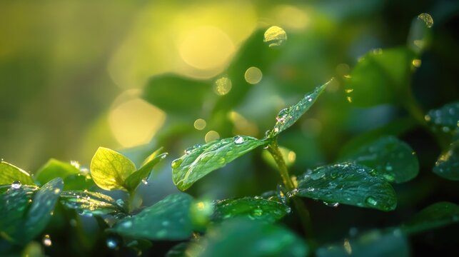 Close-up of a plant with water droplets, ideal for use in presentations about nature or science