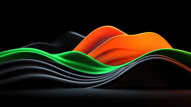 A colorful wave with green, black, and orange colors. The colors are arranged in a way that creates a sense of movement and energy. The image conveys a feeling of excitement and dynamism