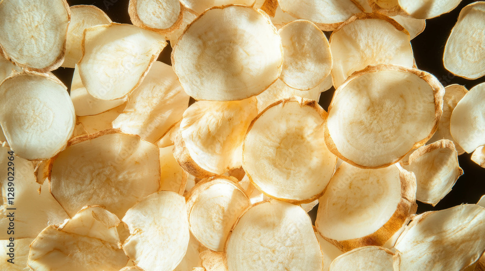 Poster Dynamic background of falling sliced parsnips for creative design projects