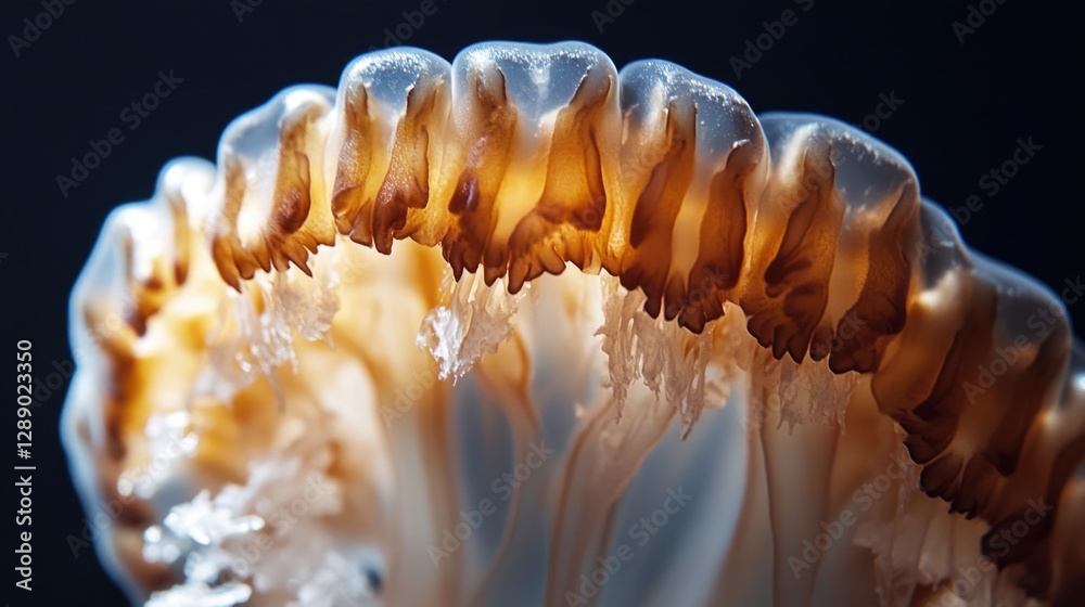 Poster A close-up view of a jelly-like object on a black background