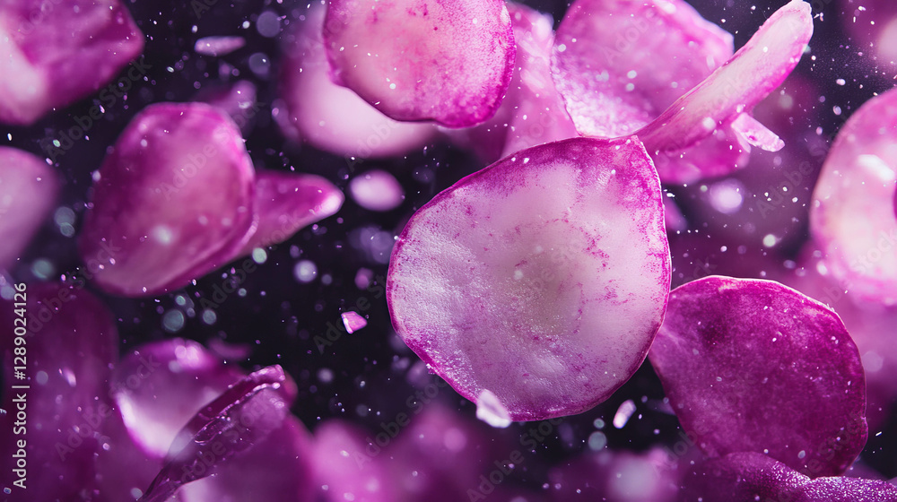 Aufkleber Vibrant background of falling sliced turnips with dynamic elements for creative design