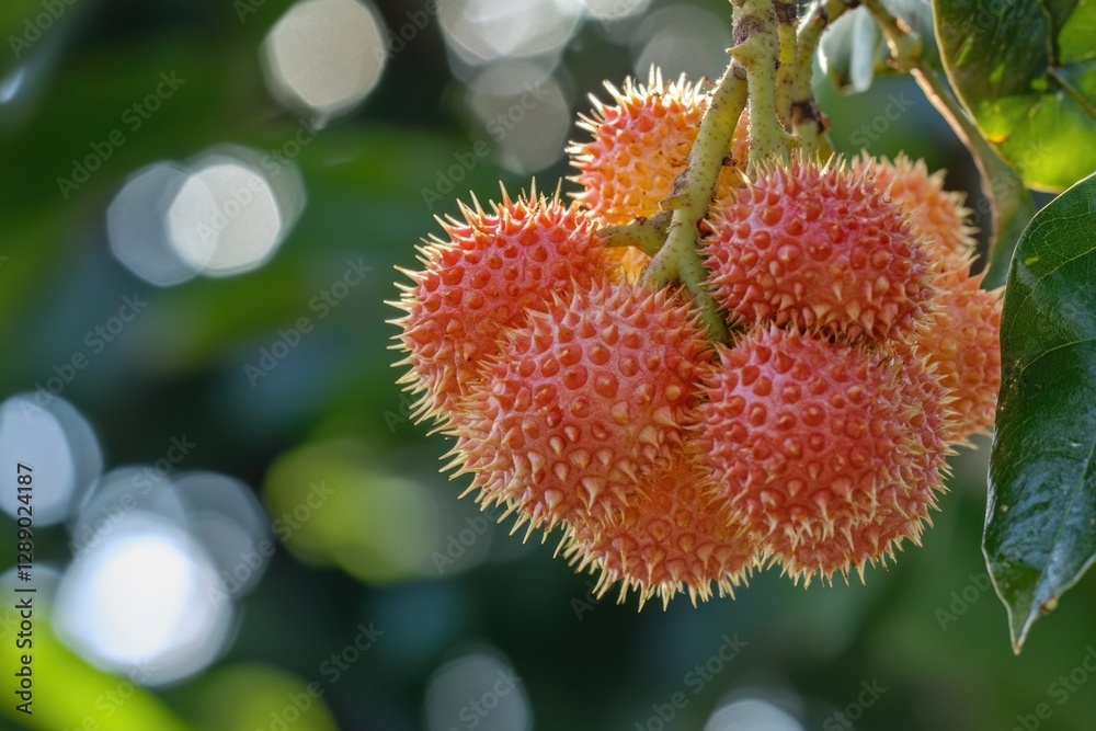 Aufkleber close-up shot of a fruit on a tree branch, highlighting its texture and color