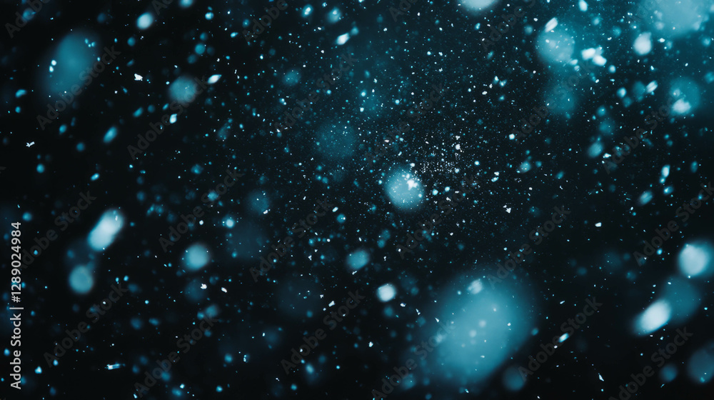 Poster winter wonderland of falling snow crystals and intricate patterns for festive design