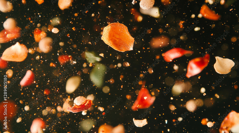 Poster vibrant falling spice blends on dark background for culinary design and flavor concepts