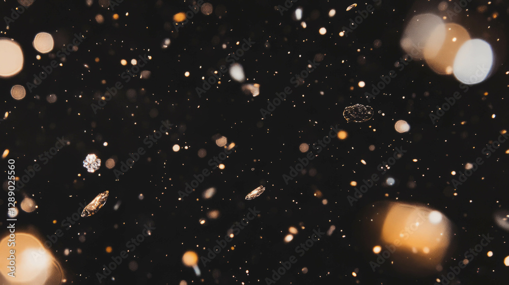Poster abstract cosmic background with falling sprinkles and varied shapes for creative design
