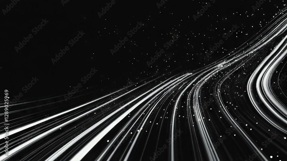 Poster dynamic background with falling star trails and long exposure light streaks for digital designs