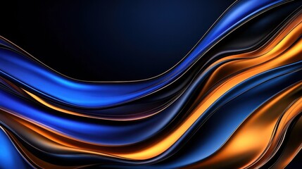 Fototapeta premium Abstract amber and dark blue background with lines. Shimmering bokeh light.