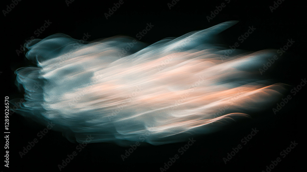 Poster abstract motion blur of falling clouds with ethereal light streaks for creative design