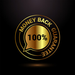 Money back guarantee icon design illustration. Money back guarantee badge and label, gold color style