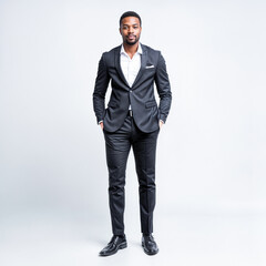 Fototapeta premium businessman isolated silhouette standing suit black man