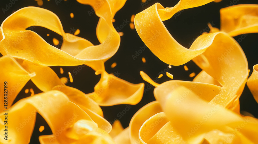 Poster dynamic background of falling wheat pasta shapes