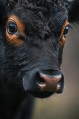 Fototapeta premium A close-up shot of a black cow's face, perfect for agriculture or farm-related projects